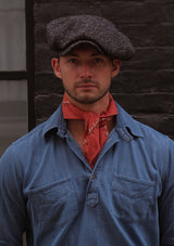 Denim Half Button Workwear Shirt - Blue