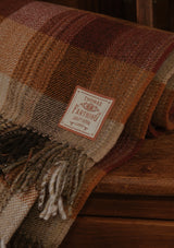 Super-soft Recycled Wool Bothy Throw - Pecan & Red Plaid
