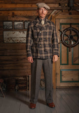 Pure Wool Pea Coat - Tideworn Check