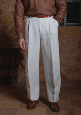 Clark Pure Linen Trousers - White