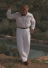 Clark Pure Linen Trousers - White