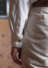 Long Sleeve Cotton Board Shirt - White