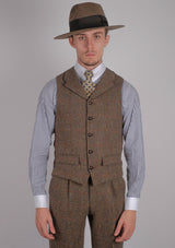 Edison Harris Tweed Waistcoat - Brown Check