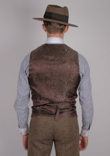 Edison Harris Tweed Waistcoat - Brown Check