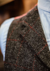 Edison Harris Tweed Waistcoat - Red Check