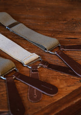 Button Braces - Silver Brass Fittings - Oat