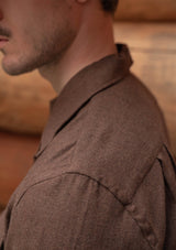 Connell Pure Brushed Cotton Board Shirt - Walnut Brown