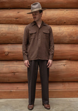 Connell Pure Brushed Cotton Board Shirt - Walnut Brown