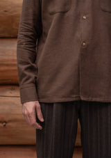 Connell Pure Brushed Cotton Board Shirt - Walnut Brown