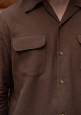 Connell Pure Brushed Cotton Board Shirt - Walnut Brown