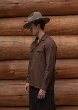 Connell Pure Brushed Cotton Board Shirt - Walnut Brown