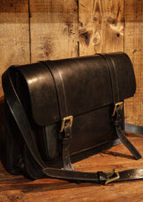 Luxury Saddle Leather Satchel - Black