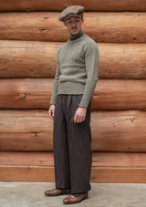 Clapperton Half Cable Knit Lambswool Sweater - Moss