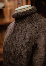 Clapperton Half Cable Knit Lambswool Sweater - Brown