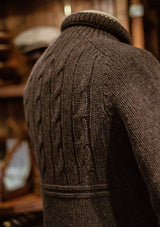 Clapperton Half Cable Knit Lambswool Sweater - Brown