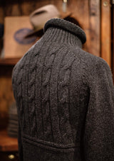 Clapperton Half Cable Knit Lambswool Sweater - Dark Grey