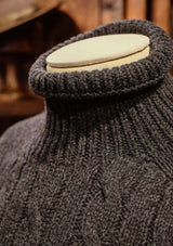 Clapperton Half Cable Knit Lambswool Sweater - Dark Grey