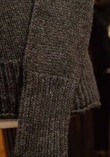 Clapperton Half Cable Knit Lambswool Sweater - Dark Grey