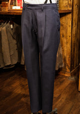 Brockman Classic Trousers - Navy Diamond Weave Wool