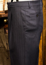 Brockman Classic Trousers - Navy Diamond Weave Wool
