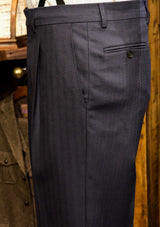 Brockman Classic Trousers - Navy Diamond Weave Wool