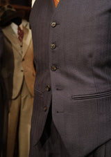 Brockman Waistcoat - Navy Diamond Weave Wool
