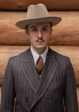 Munro Double Breasted Jacket - Dark Taupe with Vintage Grey Stripe