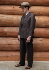 Munro Double Breasted Jacket - Dark Taupe with Vintage Grey Stripe