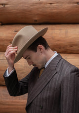 Munro Double Breasted Jacket - Dark Taupe with Vintage Grey Stripe