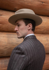 Munro Double Breasted Jacket - Dark Taupe with Vintage Grey Stripe