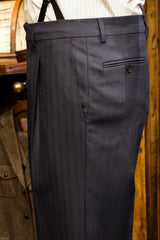 Brockman Classic Trousers - Navy Diamond Weave Wool