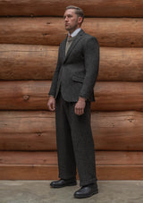 Edison Harris Tweed Gene Trouser - Charcoal Herringbone
