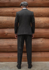 Edison Harris Tweed Gene Trouser - Charcoal Herringbone