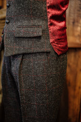 Edison Harris Tweed Trousers - Red Check