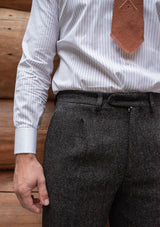 Edison Harris Tweed Classic Trouser - Charcoal Herringbone