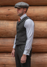 Edison Harris Tweed Waistcoat - Charcoal Herringbone
