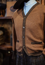 Fawcett Lambs Wool Cardigan - Rust