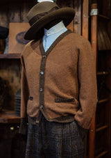 Fawcett Lambs Wool Cardigan - Rust