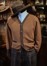 Fawcett Lambs Wool Cardigan - Rust