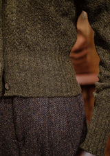 Frances Ladies Lambswool Cardigan - Pine Green