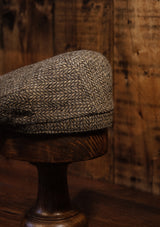 Geary Flat Cap - Brown Barleycorn Harris Tweed