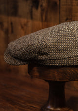 Geary Flat Cap - Brown Barleycorn Harris Tweed