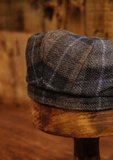 Geary Flat Cap - Brown Tartan Harris Tweed