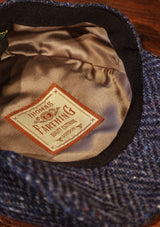 Geary Flat Cap - Navy Herringbone Donegal Tweed