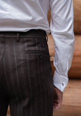 Munro Classic Trouser - Dark Taupe with Vintage Grey Stripe