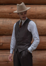 Munro Waistcoat - Dark Taupe with Vintage Grey Stripe