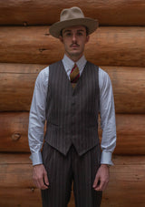 Munro Waistcoat - Dark Taupe with Vintage Grey Stripe