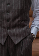 Munro Waistcoat - Dark Taupe with Vintage Grey Stripe
