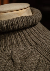 Clapperton Half Cable Knit Lambswool Sweater - Moss