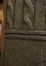 Clapperton Half Cable Knit Lambswool Sweater - Moss